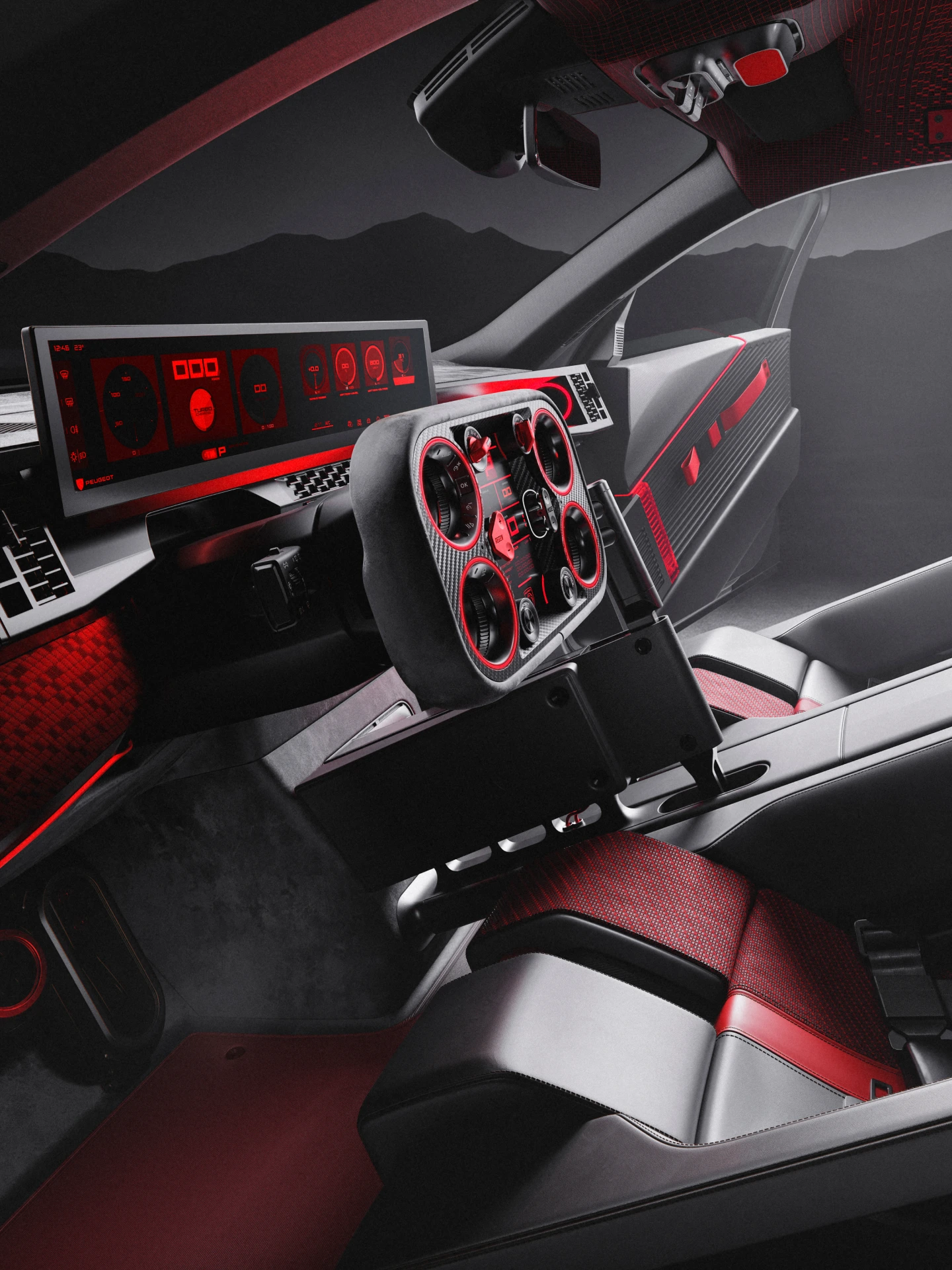 PEUGEOT E-T16 Concept, de nieuwe generatie PEUGEOT i‑Cockpit® digital en het op prestaties gerichte Hypersquare®.