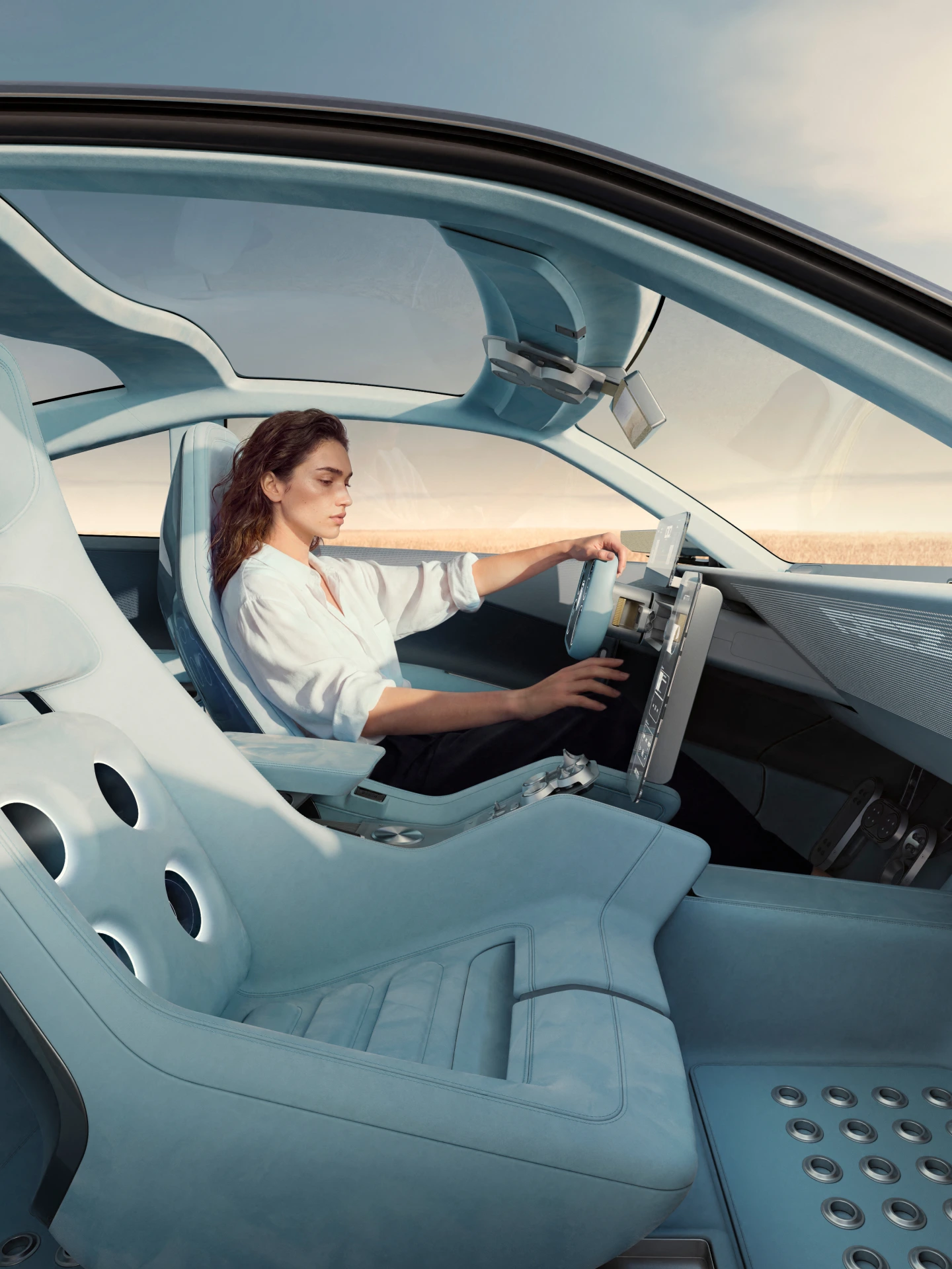 Zwevende schermen aan boord van de PEUGEOT RCZ Vision