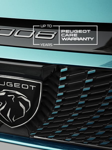 Grille van de E-3008 met het logo van de PEUGEOT CARE-garantie