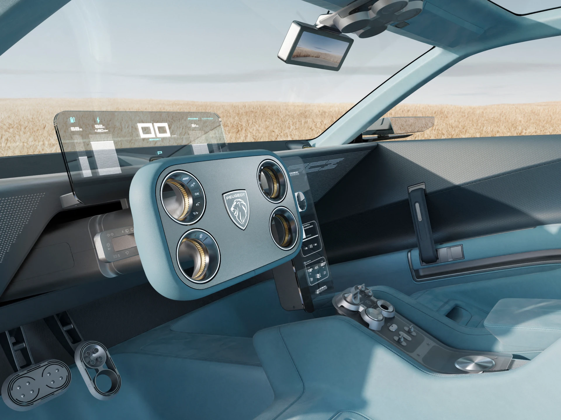 Peugeot RCZ Vision-concept, uitgerust met Hypersquare® en de transparante i-Cockpit
